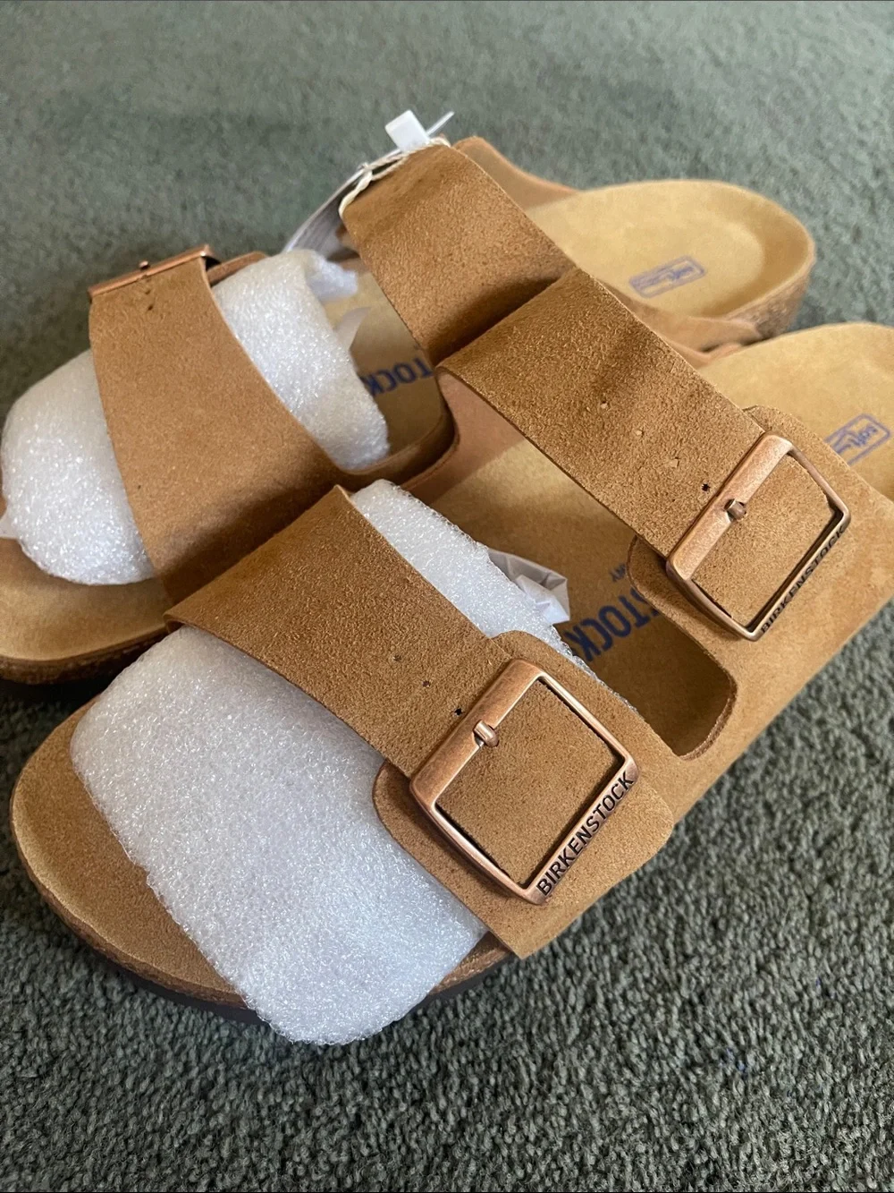 Birkenstock Arizona Two-Strap Sandals - Tan Suede M10 L12 NWT